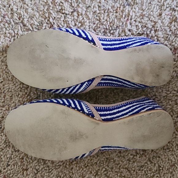 Handmade flats, knitwovwn material blue and white size 11 fits like a 9.5 10 - Picture 4 of 6